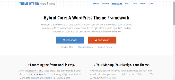 Hybrid Core WordPress Framework