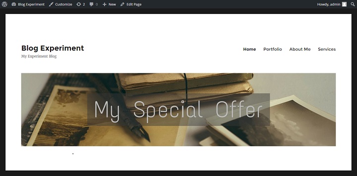 header image with special offer Twenty Sixteen WordPress Theme