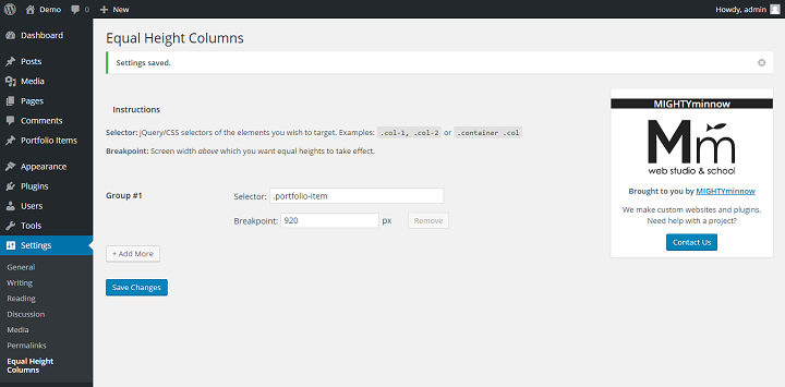 Equal Height Columns For Portfolio Page With Advanced Custom Fields