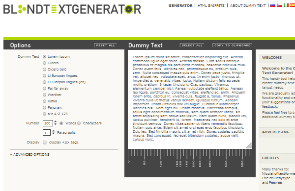 Blind Text Generator