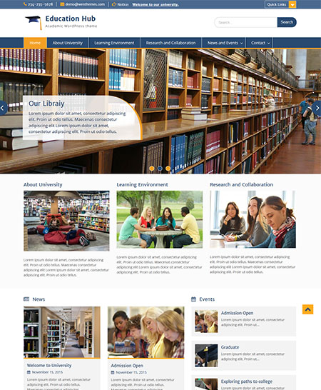 hub di istruzione tema WordPress