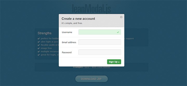 leanmodal js plugin