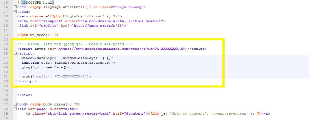 how to add google analytics to wordpress manually in header file