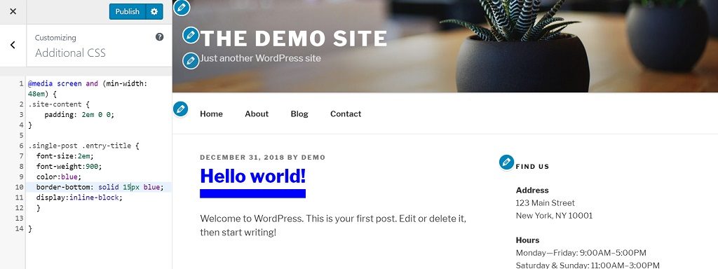 WordPress Theme Header Edited With CSS To Add Thick Border Below