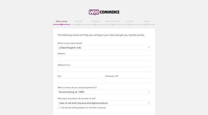 WooCommerce Setup