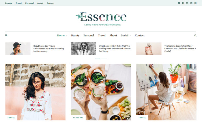 Essence WordPress themes for writers