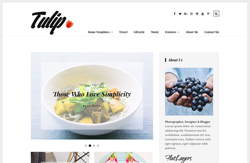 Tulip WordPress themes for writers