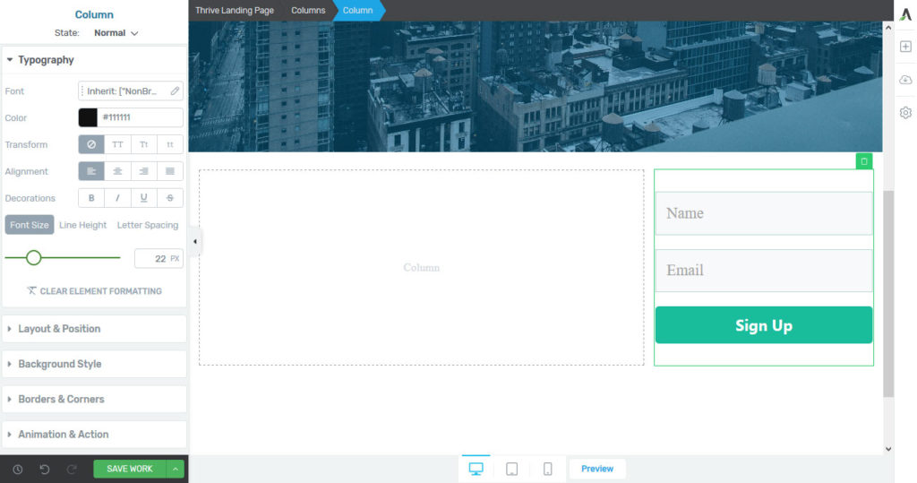 add email signup form in thrive architect