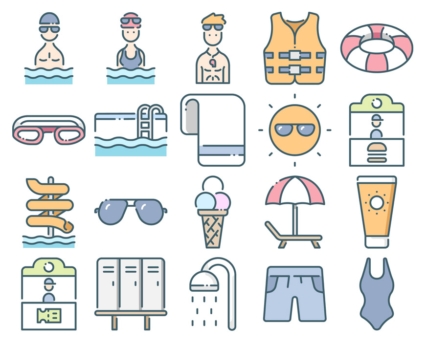 free waterpark icon set