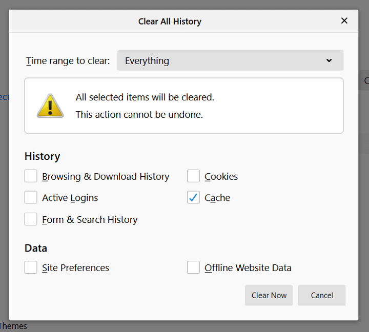 clear cache in mozilla firefox