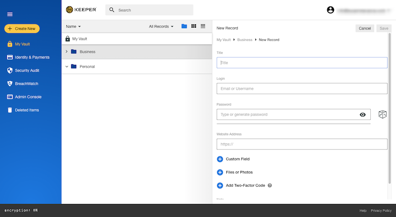 Keeper Password Dashboard