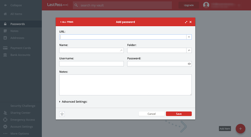 LastPass Dashboard