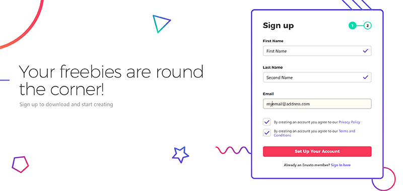 Sign Up to Envato Elements