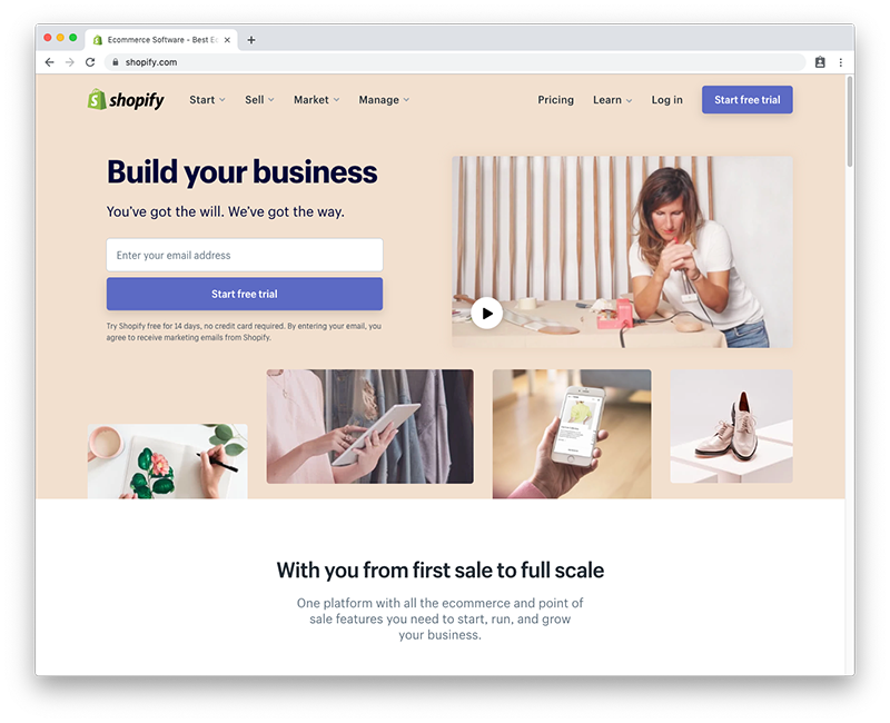 Shopify homepage