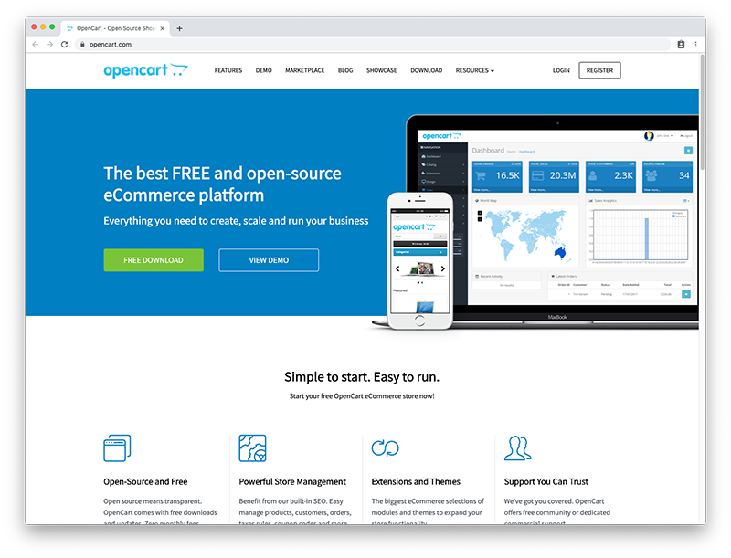 OpenCart homepage