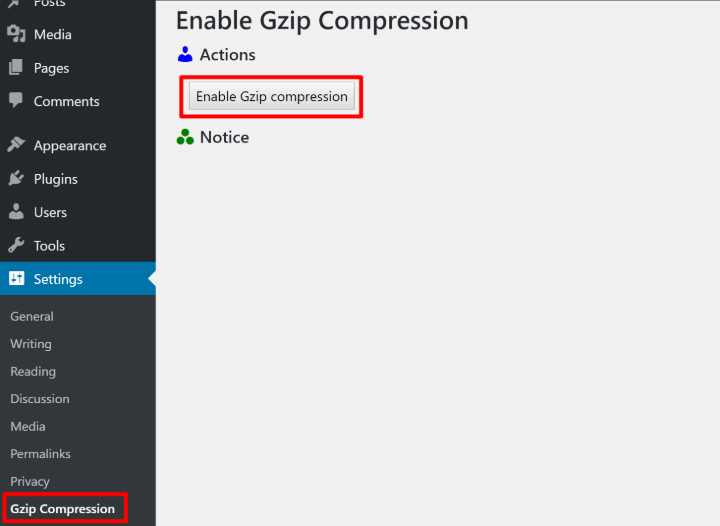 WordPress Gzip compression plugin