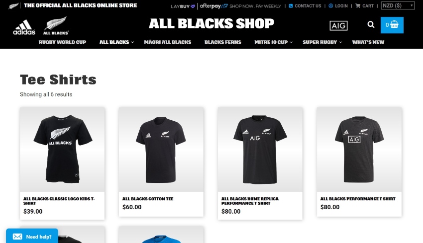 All Blacks WordPress shop