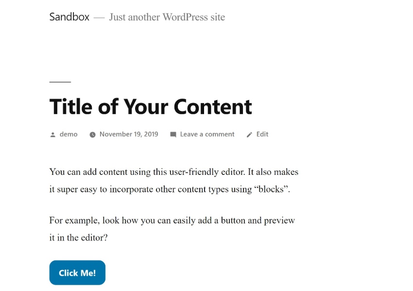 WordPress content on front-end