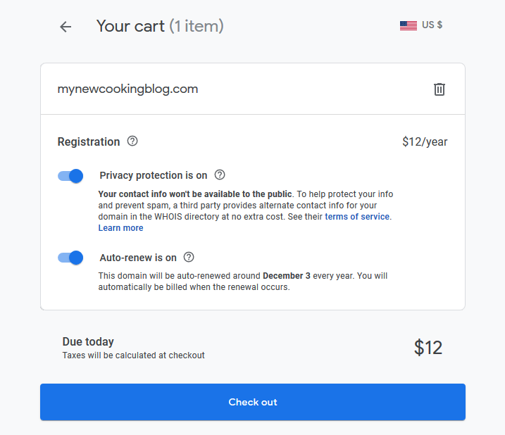 google domains checkout