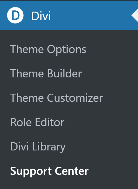 Divi Admin Menu