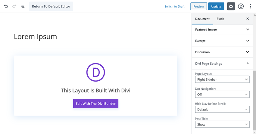 Divi Builder in Gutenberg