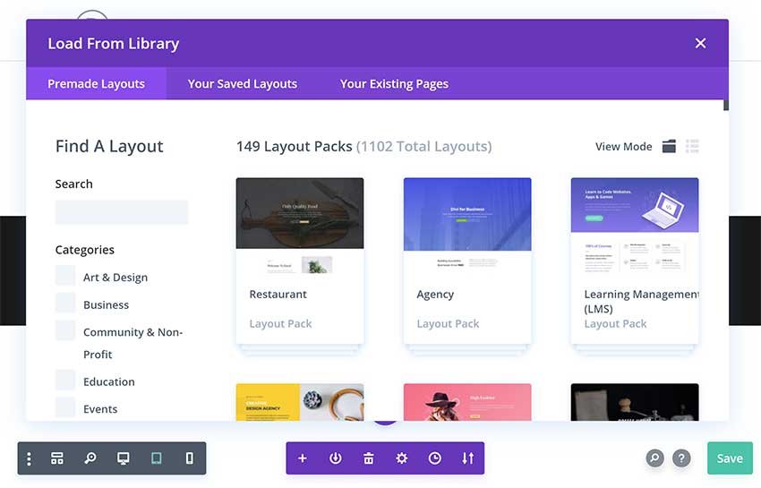 Find a Layout in Divi