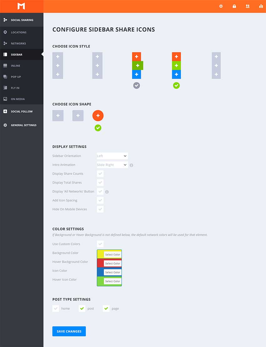 Configure Share Icons