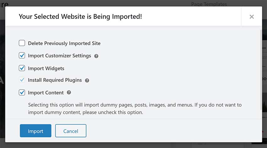 Import an Astra Starter Template