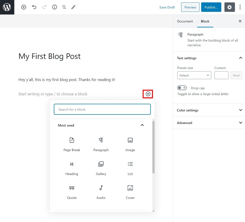 The WordPress block editor