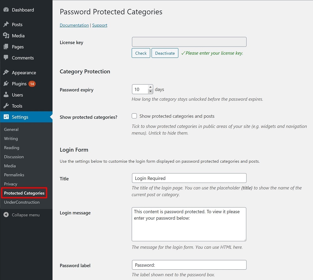 WordPress Password Protected Categories