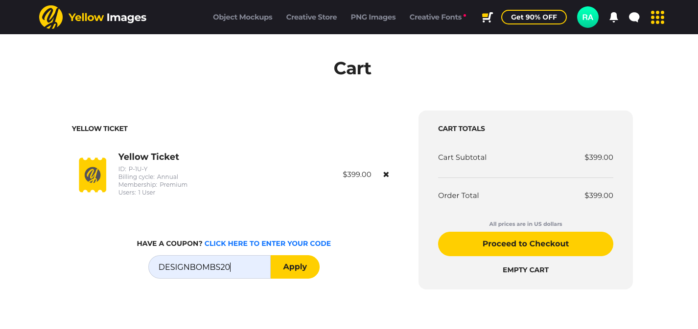 yellow ticket checkout