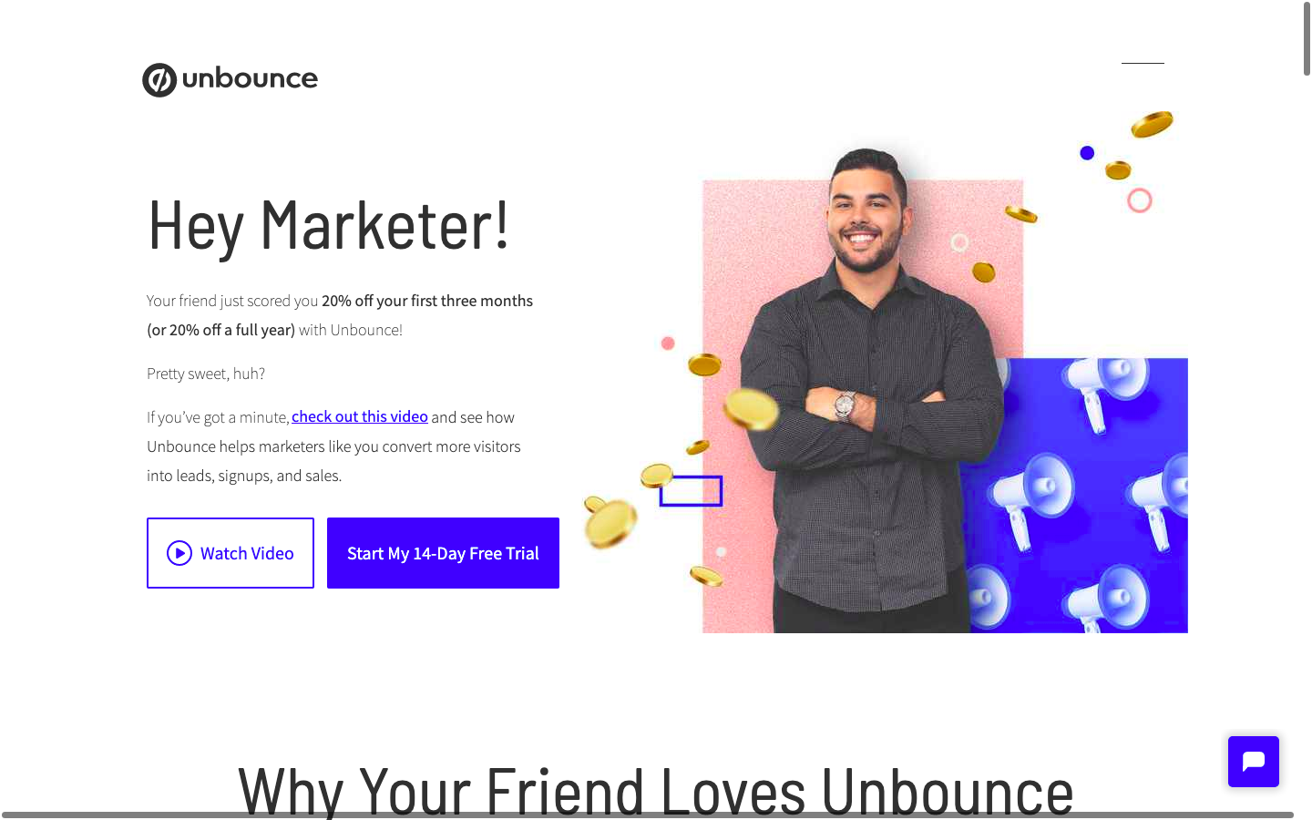 Unbounce coupon landing page