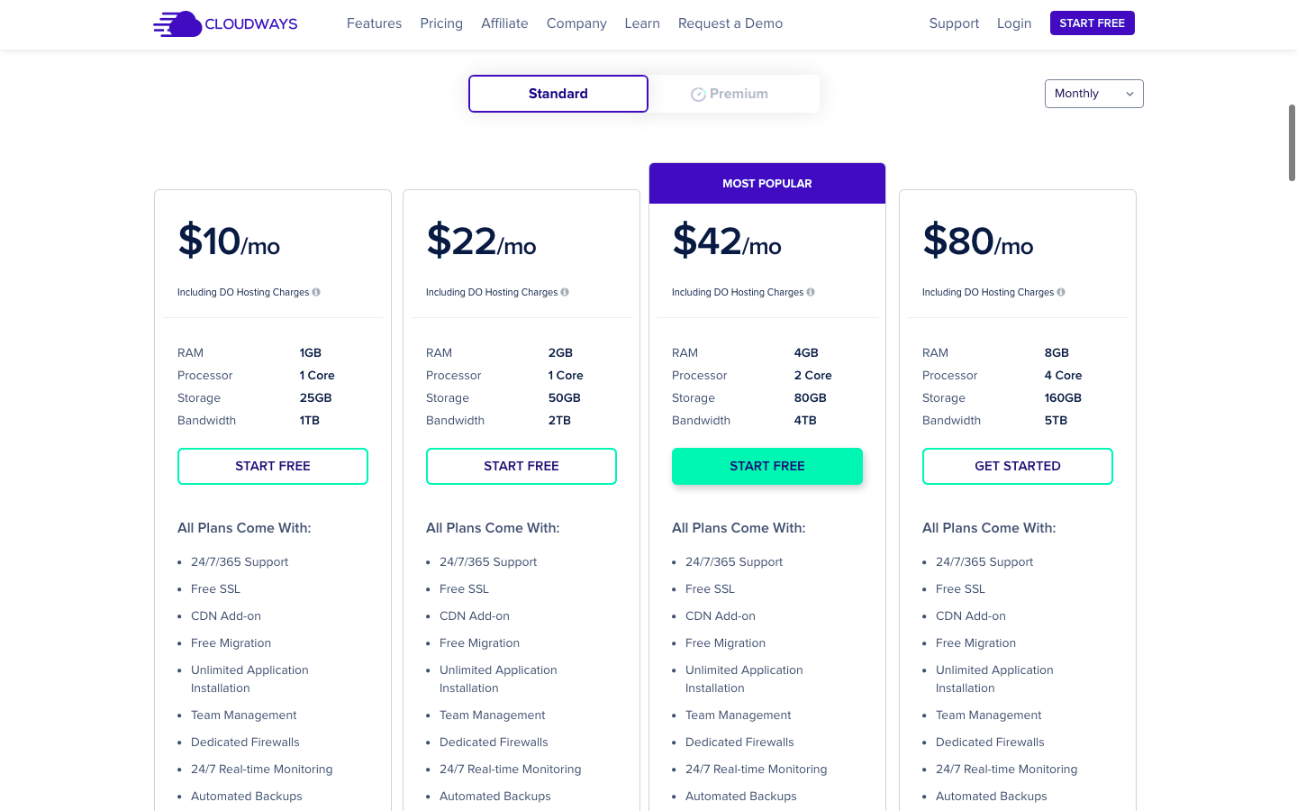 Cloudways plans