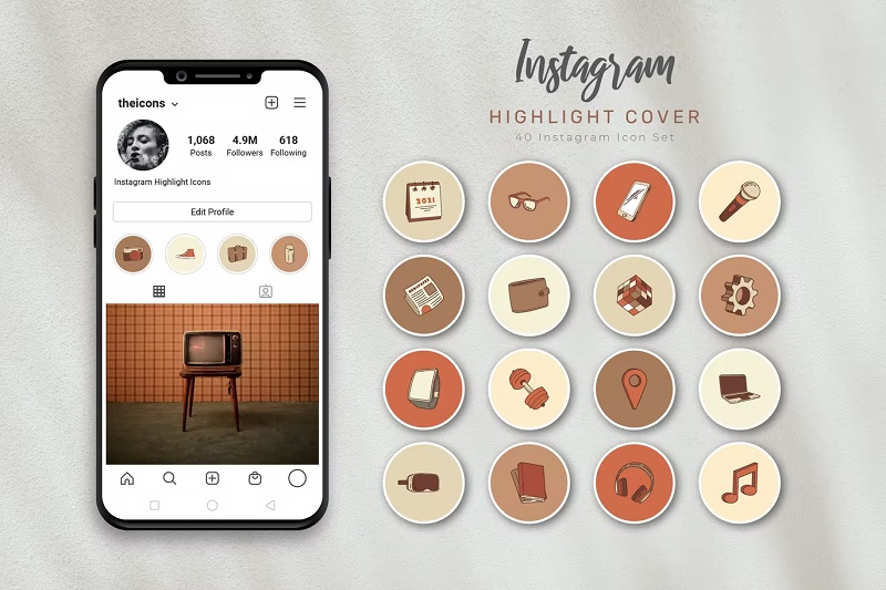 Retro Instagram Story Highlight icons