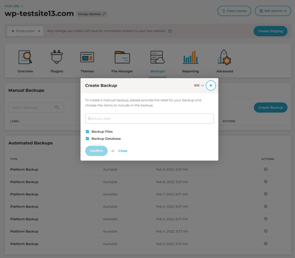 Backup management tool