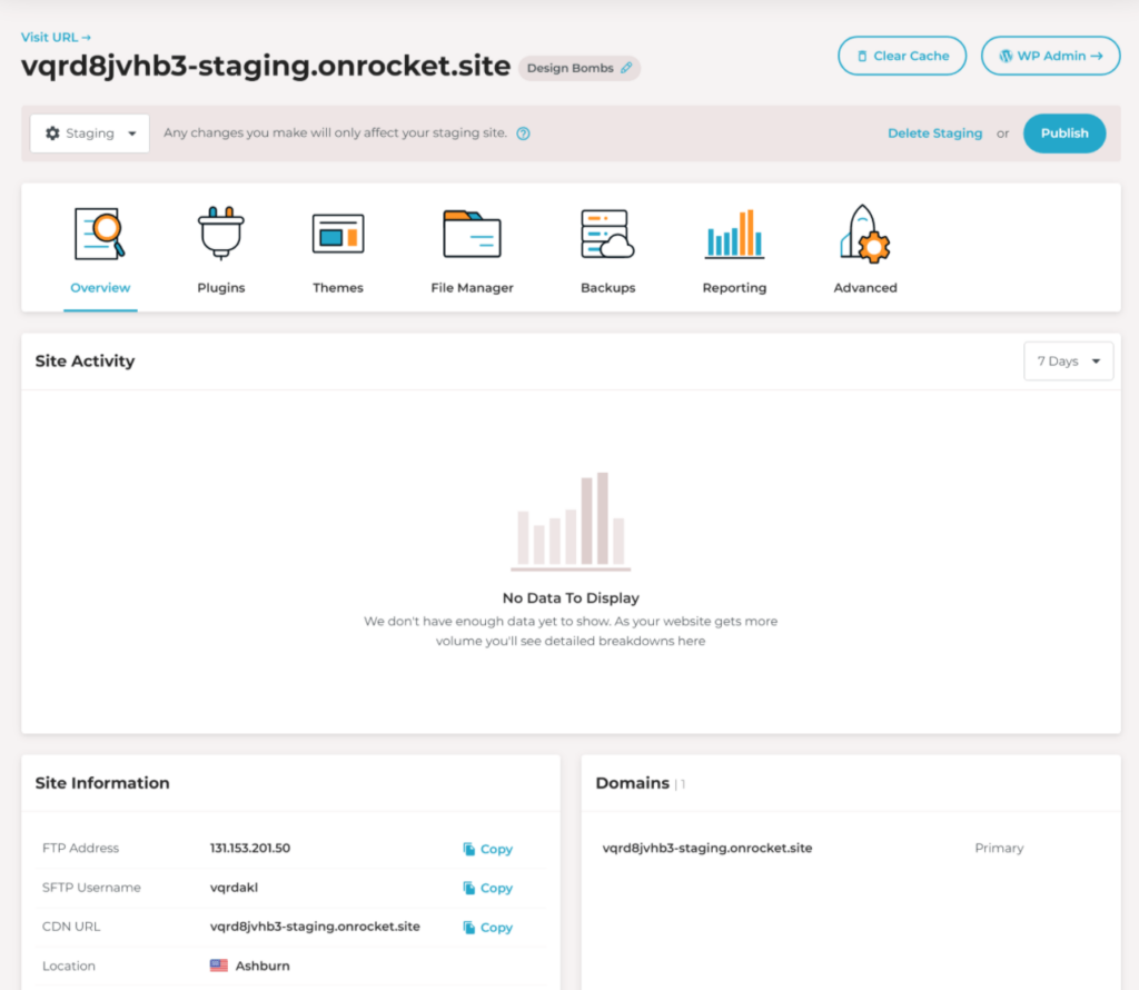 Staging site tool