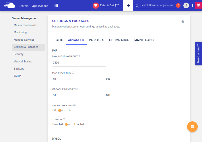 Cloudways Control Panel