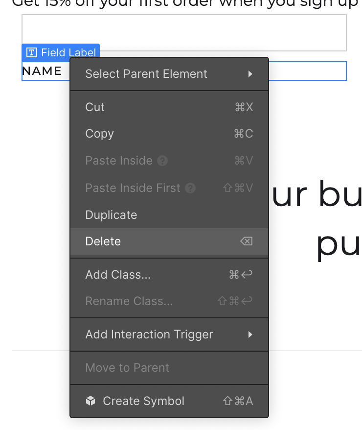 Deleting form labels