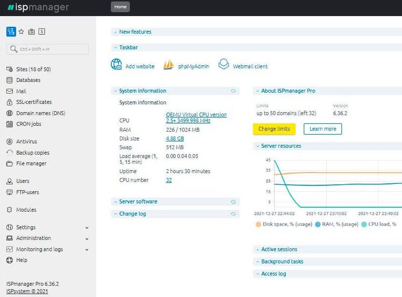 ISPmanager Control Panel