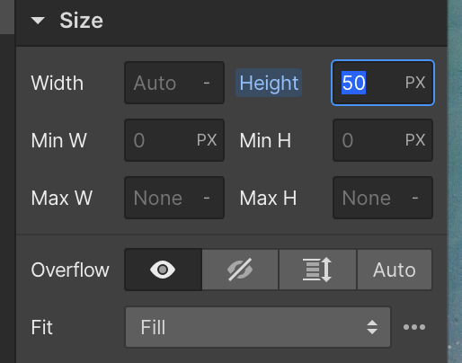 Adjusting size of elements