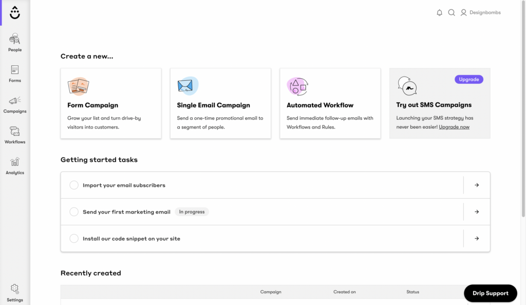 Drip dashboard