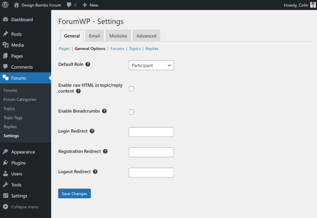 forumwp settings