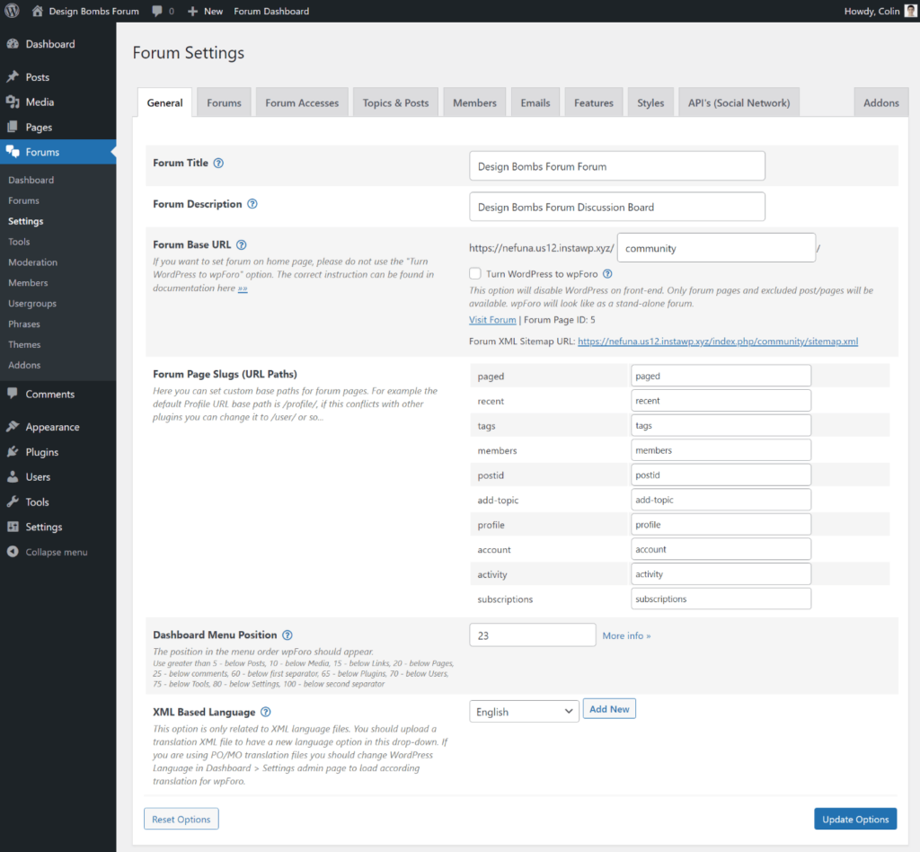 wpforo settings