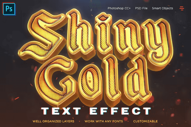 Shiny Gold Realistic 3D Text Effects