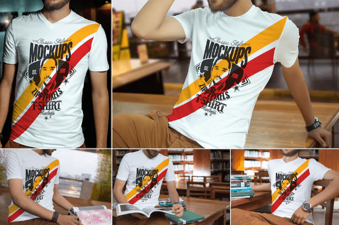 V-Neck T-Shirt Mockups