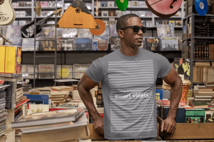 T-Shirt Mockup featuring Man with Sunglasses