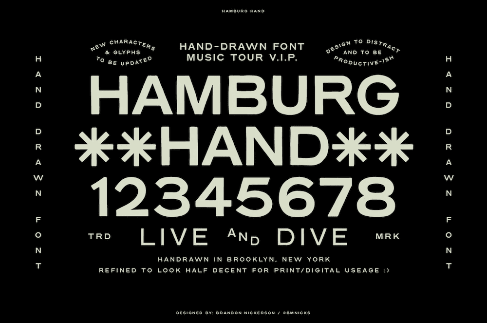 The Hamburg Hand space font.