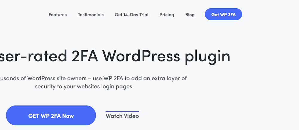 The WP 2FA home page.