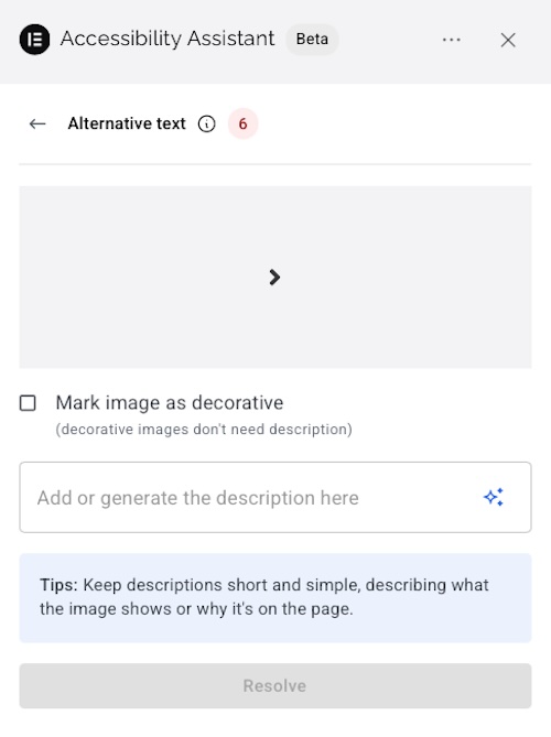 Accessibility Assistant adding alt text