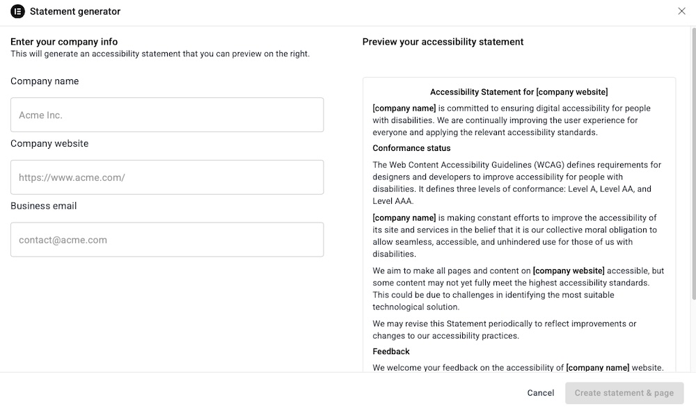 accessibility statement generator